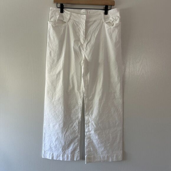A.L.C.‎ Womens Teddy Cropped Wide Leg Italian Fabric White Pant Size 12 Large - Picture 1 of 9